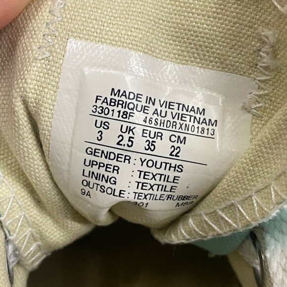 Converse Light Turquoise Low Top Sneakers Youth Size 3 - Picture 14 of 14